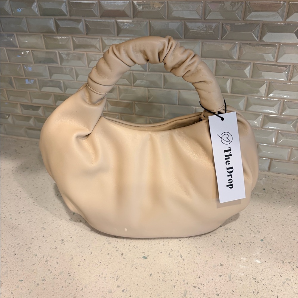 NWT The Drop Cream Vegan Leather Top Handle Purse